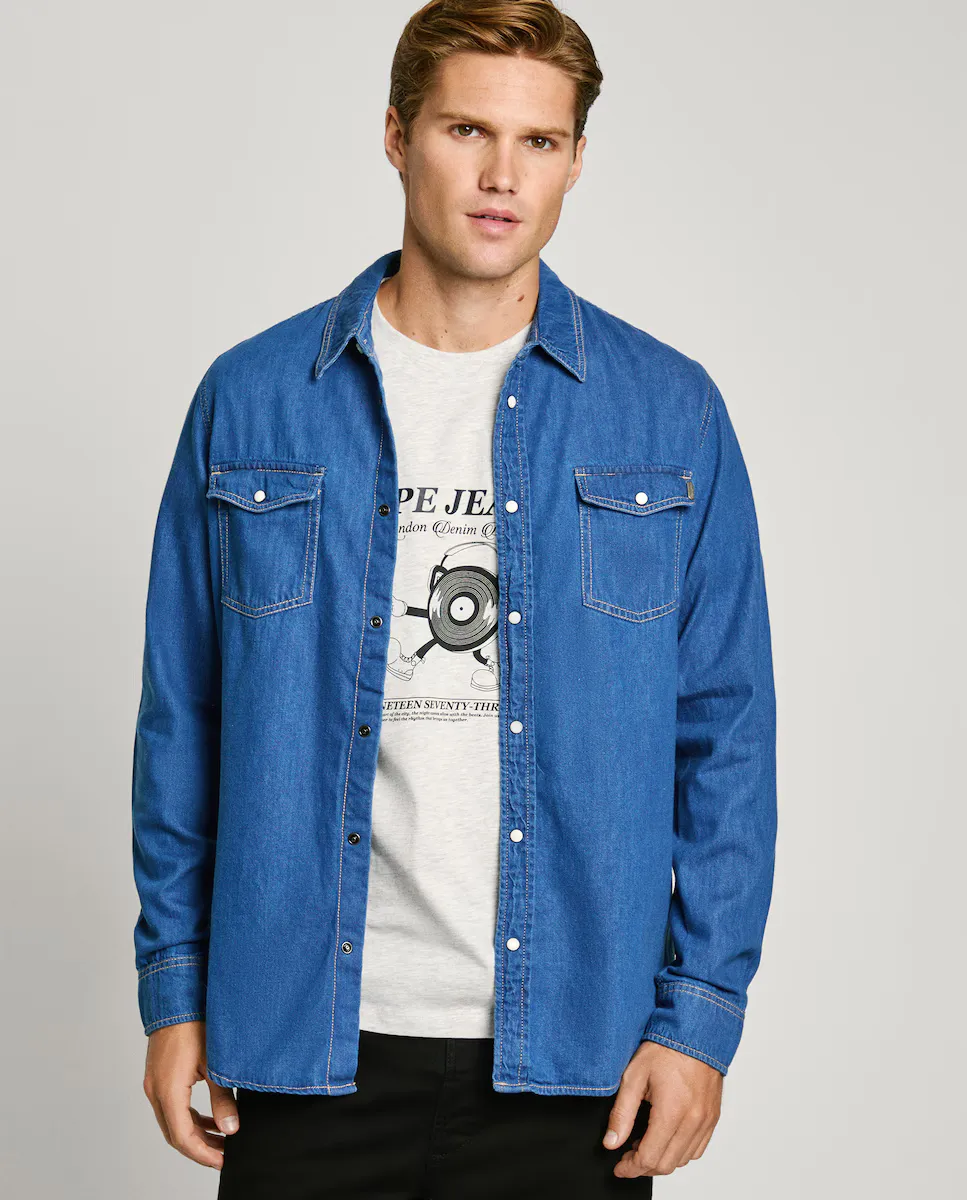 

Мужская джинсовая рубашка обычного кроя Pepe Jeans, синий