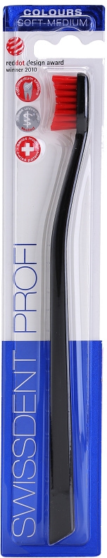 

Зубная щетка Profi Colours, средняя мягкость Swissdent, black & red