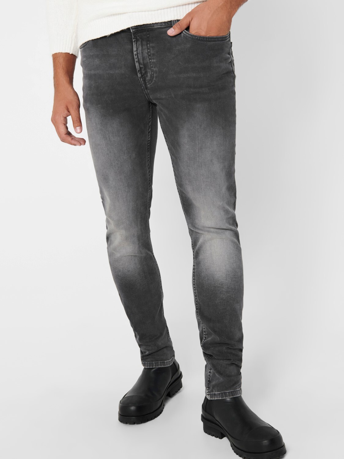 

Джинсы ONLY Slim Fit Basic Hose Denim Pants ONSLOOM Stoned Washed, серый