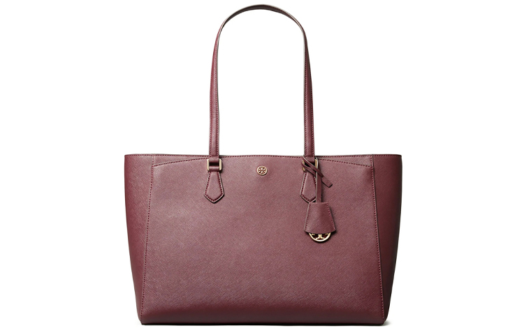 

TORY BURCH Кожаная сумка тоут Robinson, женская бордовая сумка через плечо