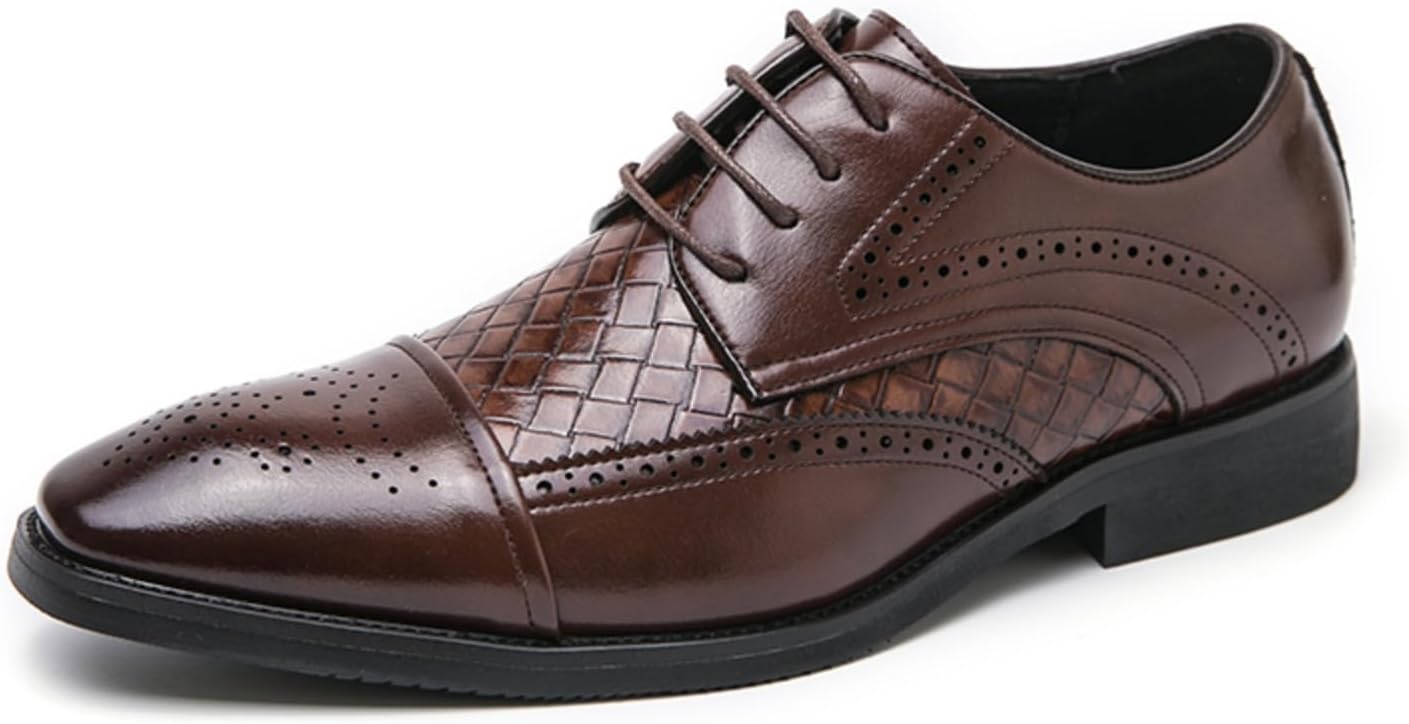 

Мужские винтажные оксфорды из кожи с текстурой под камень Qwuieoin, коричневый