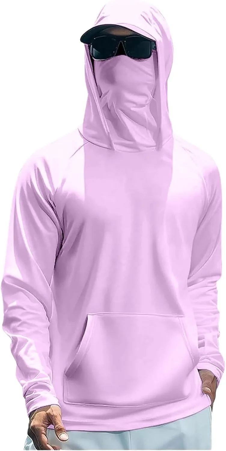 

Мужская толстовка с капюшоном и маской для лица, длинный рукав, однотонная, Plus Size