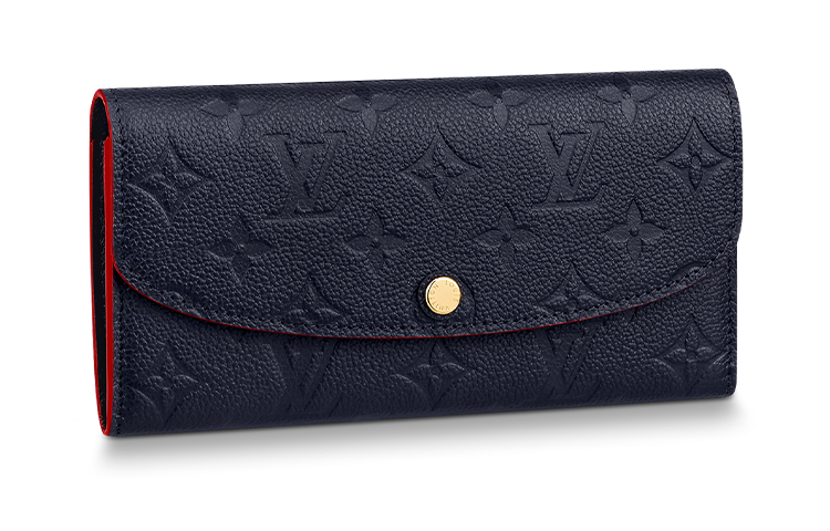 

LOUIS VUITTON Кошелек Emilie из мягкой коровьей кожи, стандартный, женский, темно-синий и красный
