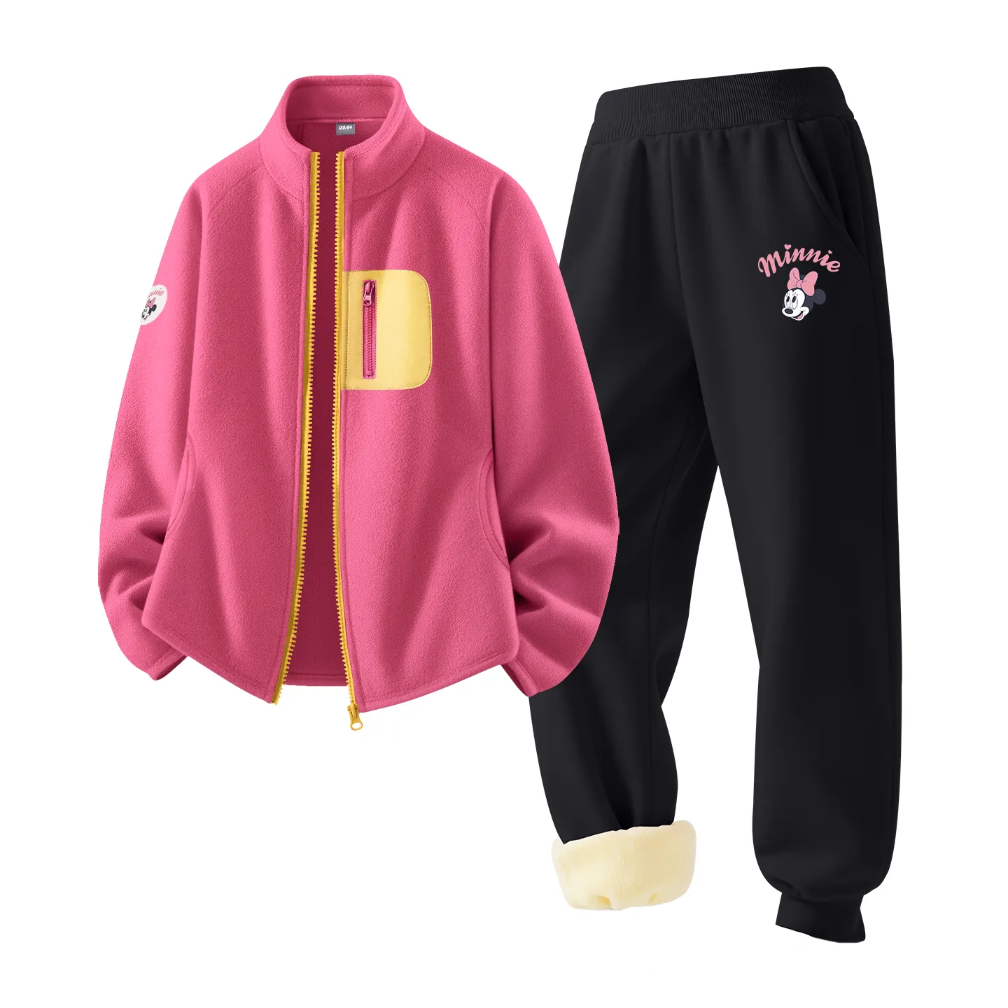 Детская спортивная одежда с воротником стойкой утепленная Disney, [Thickened and Fleece-Lined]Dini Medium Round Hook-and-Loop K Light Milk White+Di Lift Eye K Gray — фото 3