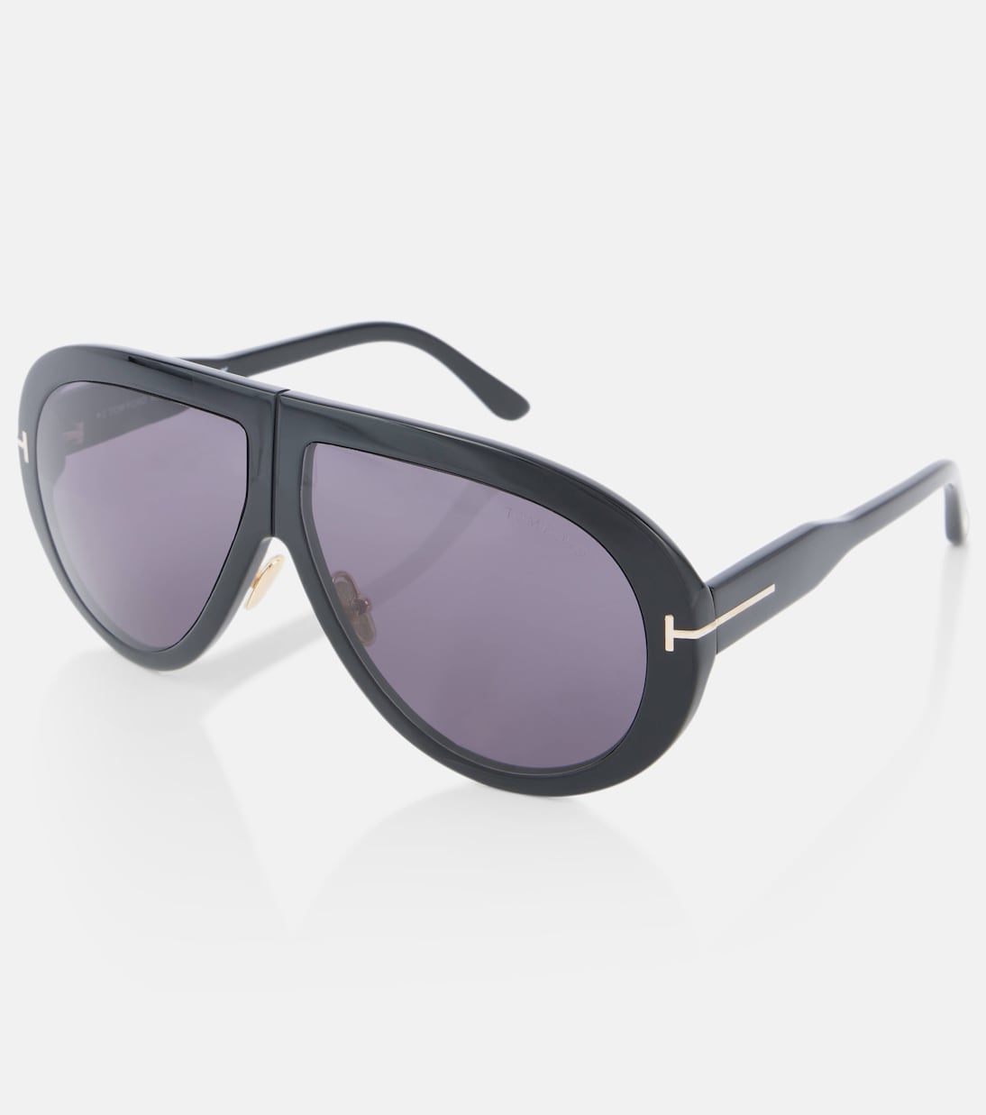 Авиаторные солнцезащитные очки Troy Tom Ford, Shiny Black/Smoke — фото 4