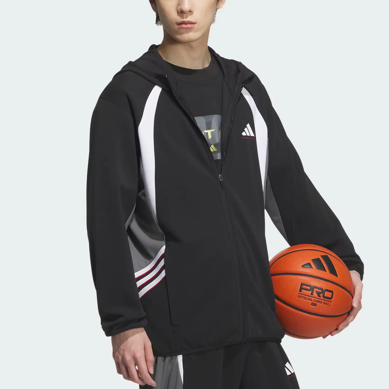 Adidas Баскетбольная куртка мужская, Black/White — фото 3