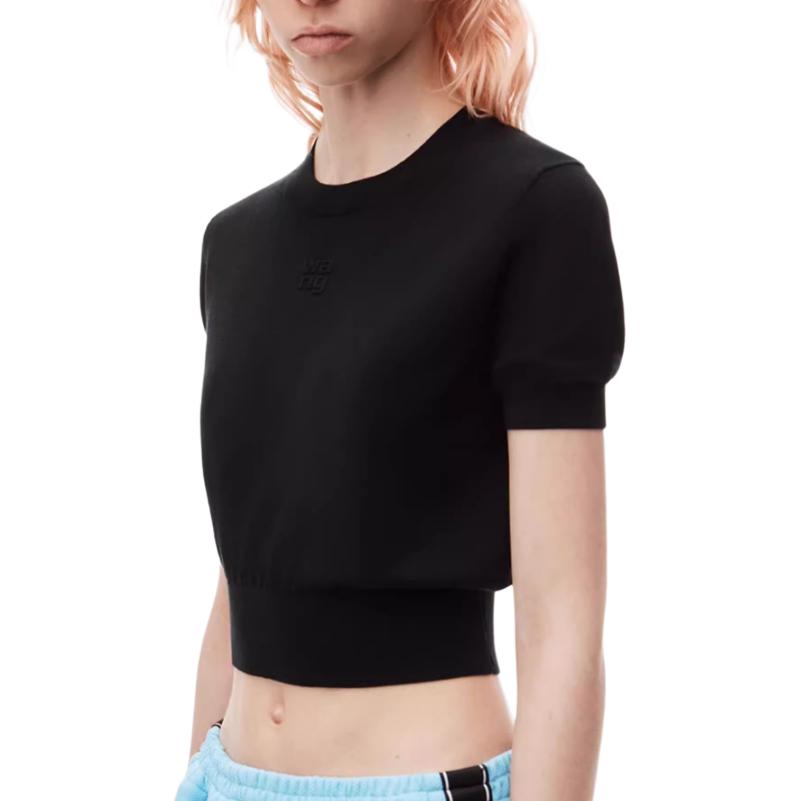 Футболка вязаная с тисненым логотипом Alexander Wang, черный — фото 3