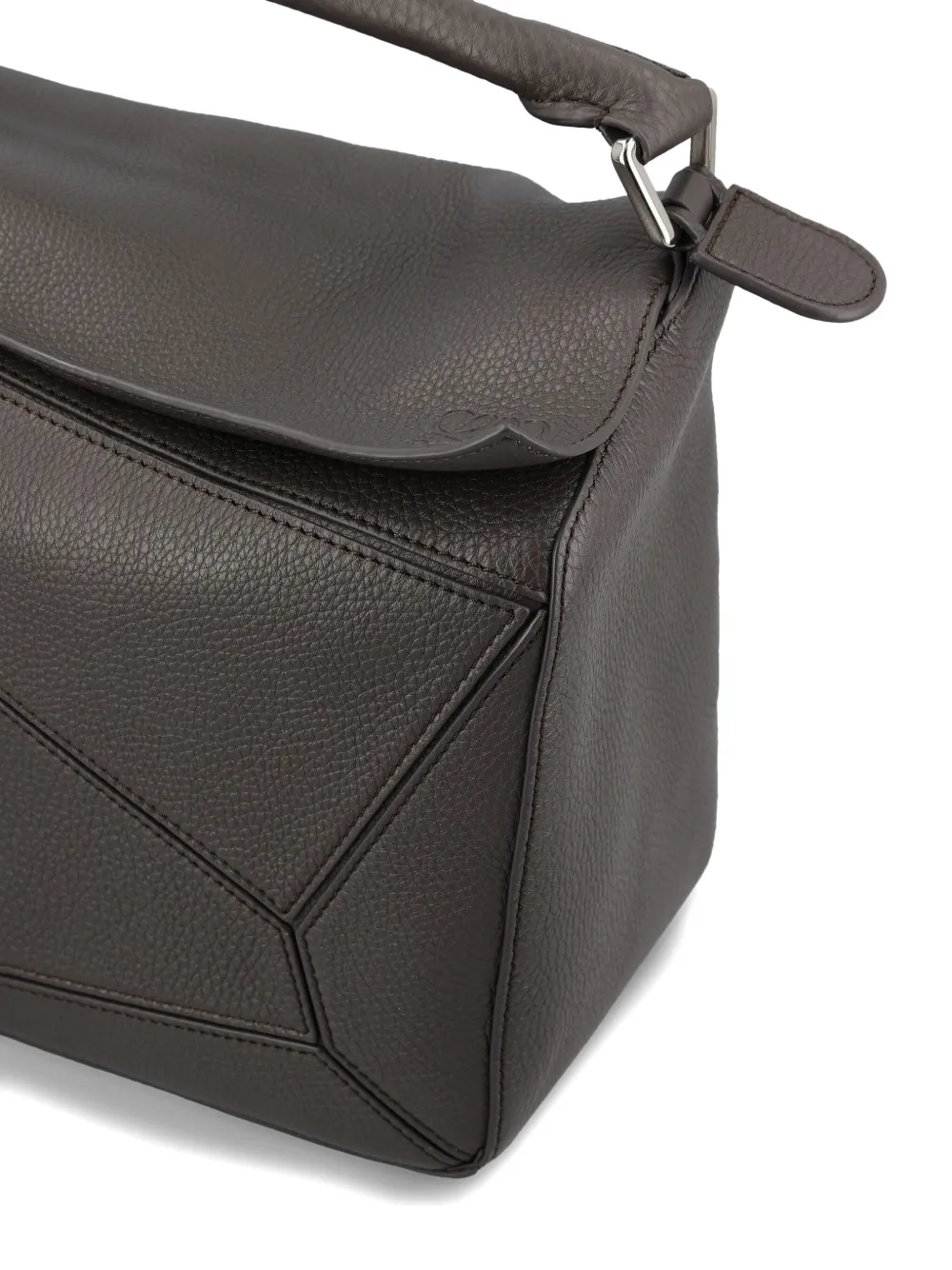 Большая кожаная сумка-тоут Puzzle Loewe, серый — фото 4