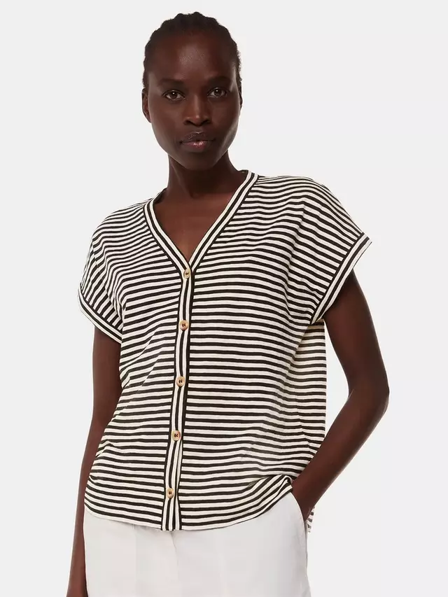 

Топ Whistles Jilly Stripe Button, цвет black/ivory