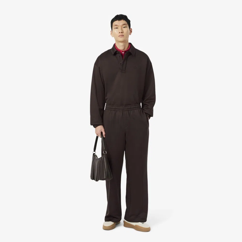 Мужские тёмно-коричневые спортивные брюки Lacoste Loose Fit из французского терри