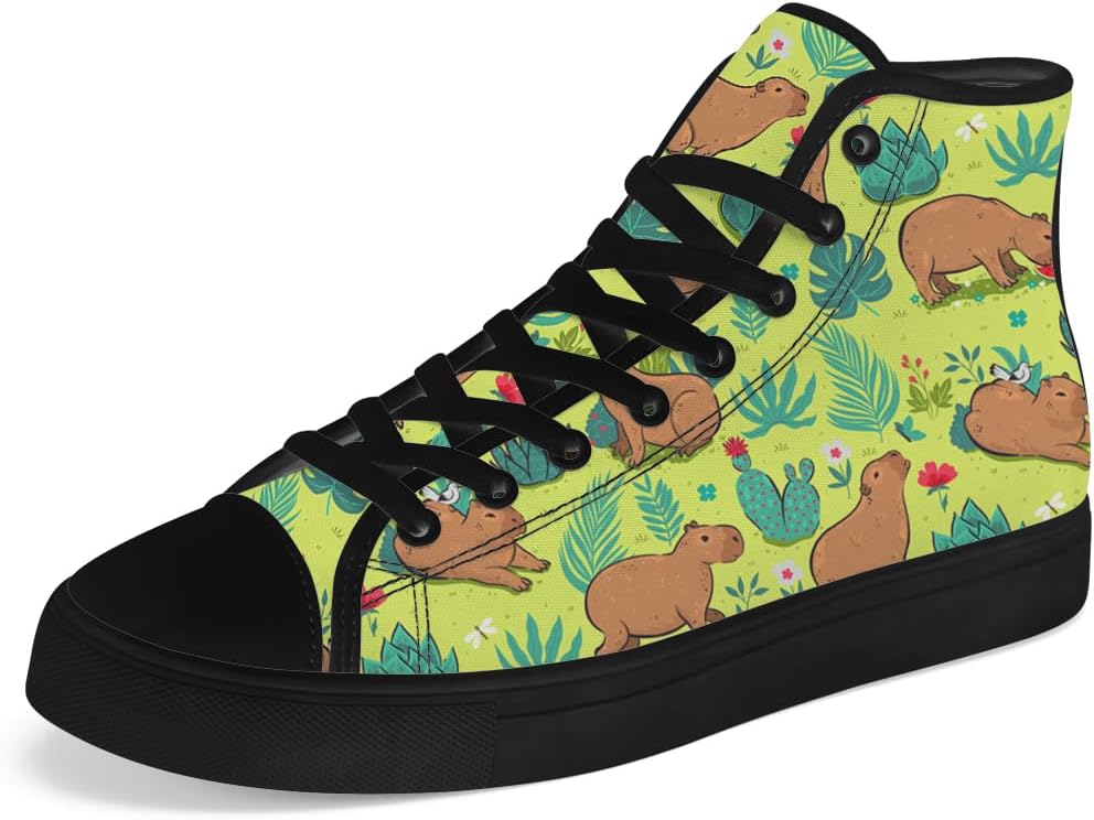 

Кеды Chebing Capybara высокие на шнуровке для мужчин и женщин, повседневная обувь, высокие кроссовки, подарки для парня или девушки, зеленый/коричневый