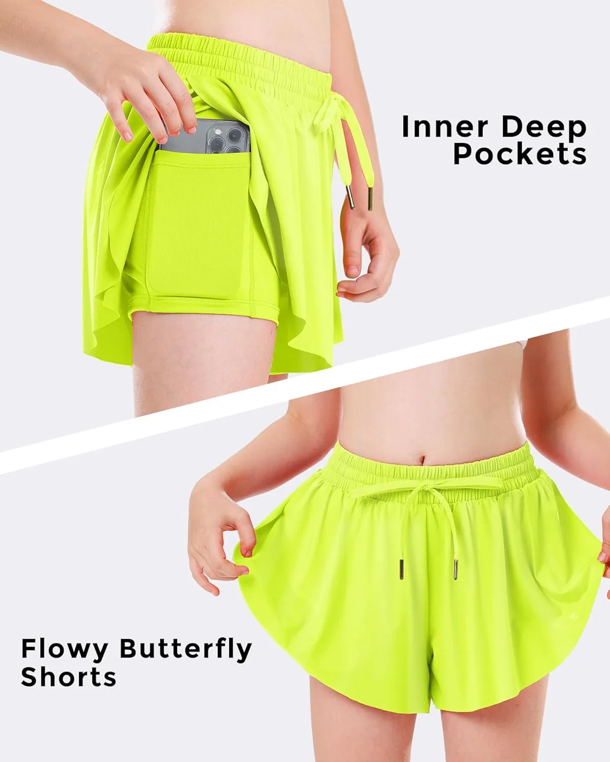 Шорты для девочек Stelle Flowy Shorts с карманами, Lime — фото 4