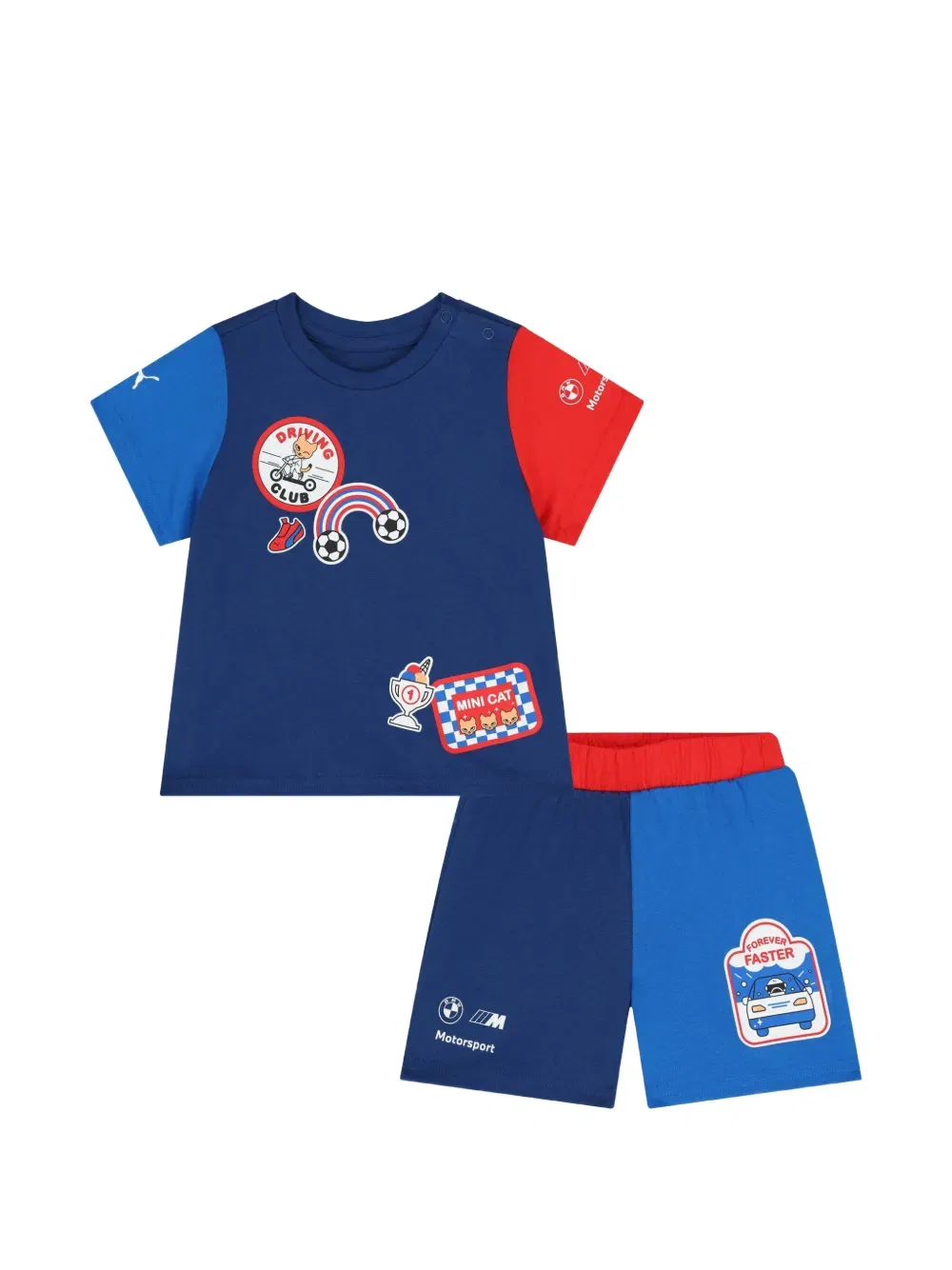 Комплект из футболки и шортов с графичным принтом Puma Kids, синий
