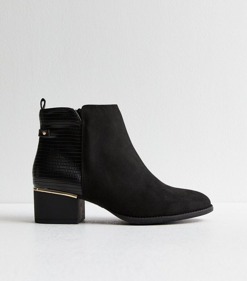 

Черные замшевые ботильоны на молнии New Look, черный