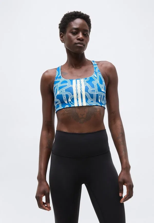 Спортивный бюстгальтер Adidas x farm rio optime средней поддержки Adidas Performance, Dark Marine/Talc/Cream White