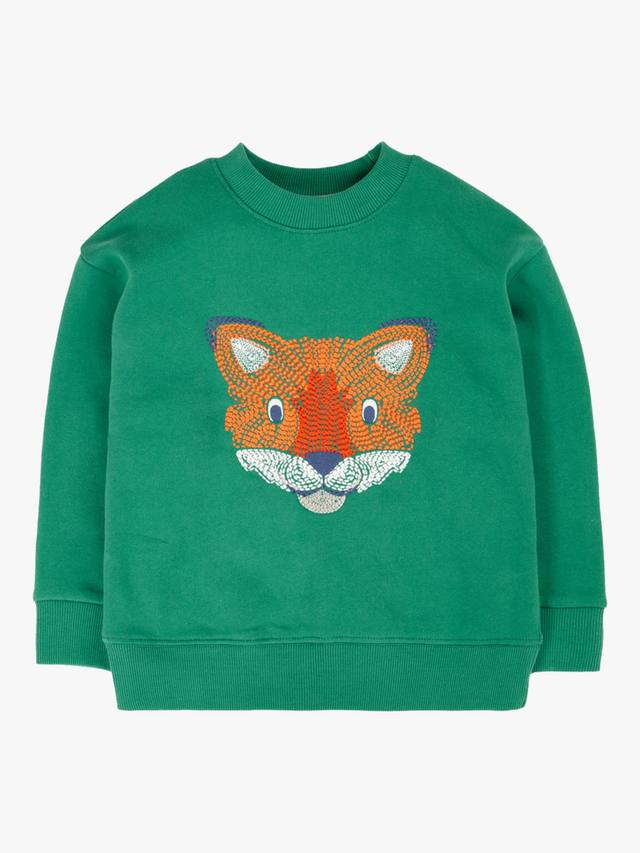 

Детский хлопковый свитшот с вышивкой Superb Stitch Frugi, Holly Green/Fox