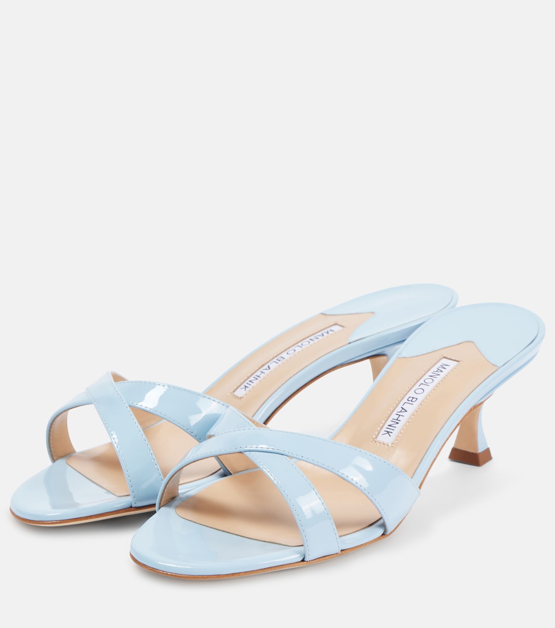 Кожаные сандалии Callamu 50 с лаковым покрытием Manolo Blahnik, 4542 Lblu — фото 4