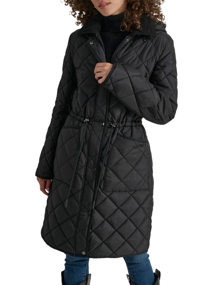 

Парка Missy Diamond-Quilted с капюшоном DKNY, черный