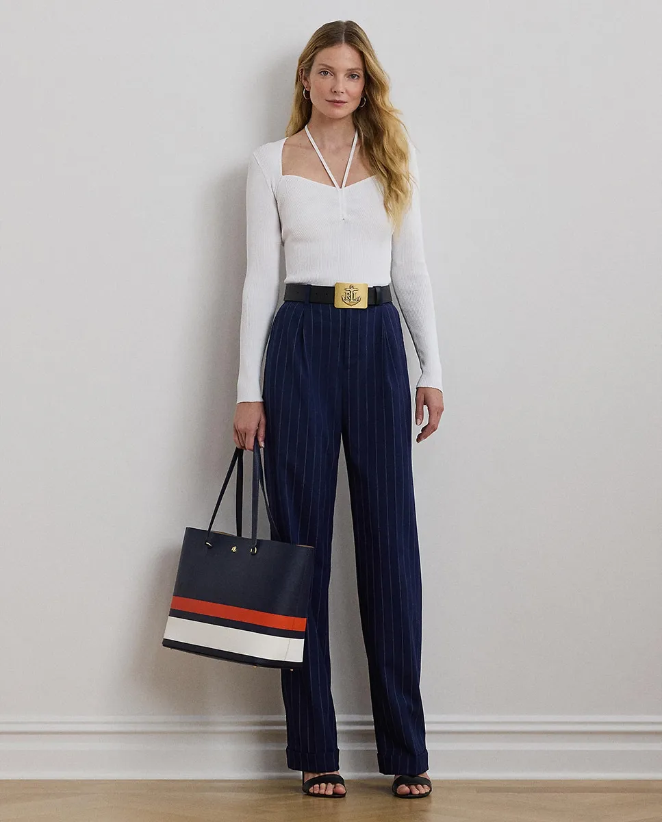 

Женские шерстяные брюки прямого кроя с лампасами Lauren Ralph Lauren, тёмно-синий