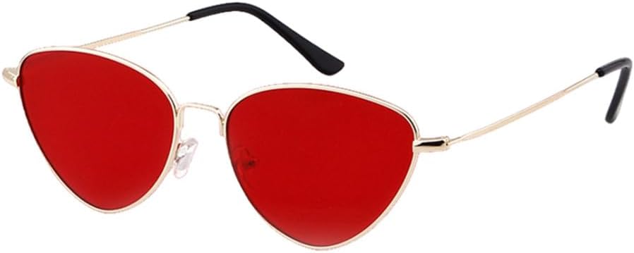 

Солнцезащитные очки в форме красного треугольника для женщин, винтажные ретро-очки в металлической оправе «кошачий глаз» с градиентными линзами конфетного цвета MTZJH, C2