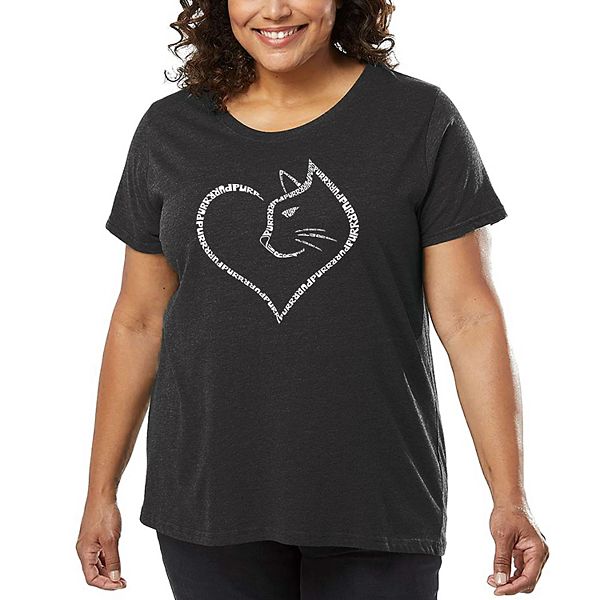 

Футболка Cat heart с принтом для женщин plus size La Pop Art, Grey