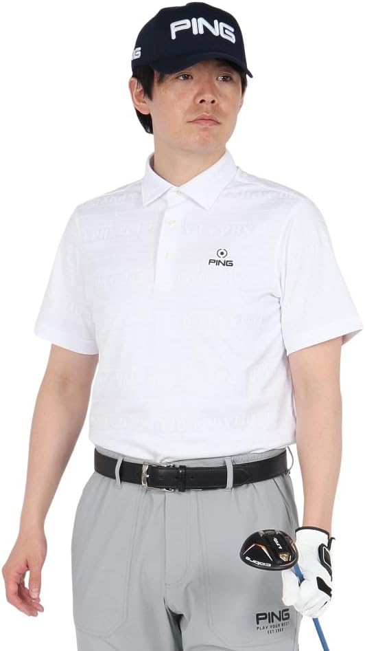 

Мужская поло-рубашка с коротким рукавом Pin Apparel 621-5160219 (жаккардовый узор в виде билета) / для гольфа Ping, белый