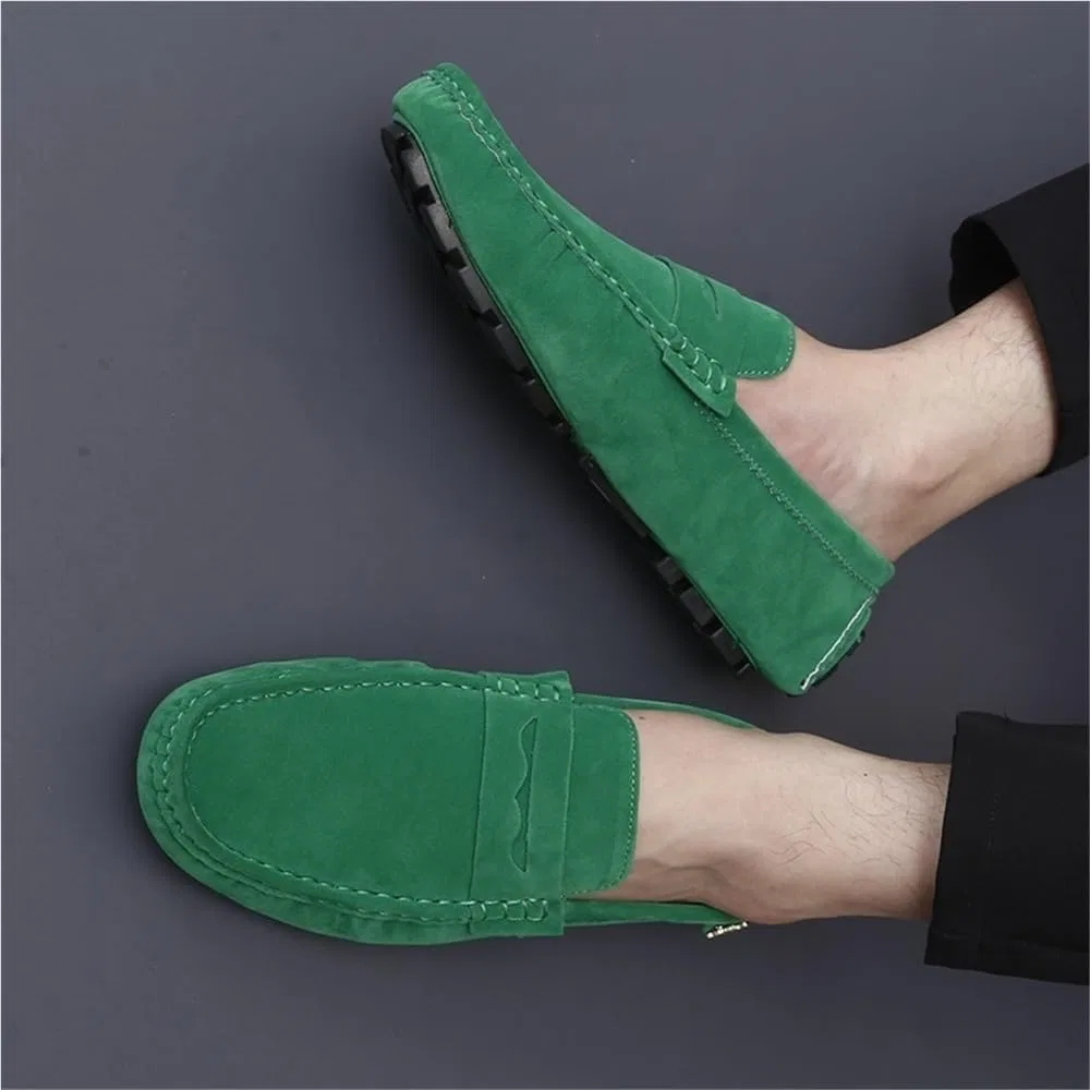 Мокасины мужские замшевые, Loafers, зеленый DHFIRUFSHLO — фото 2