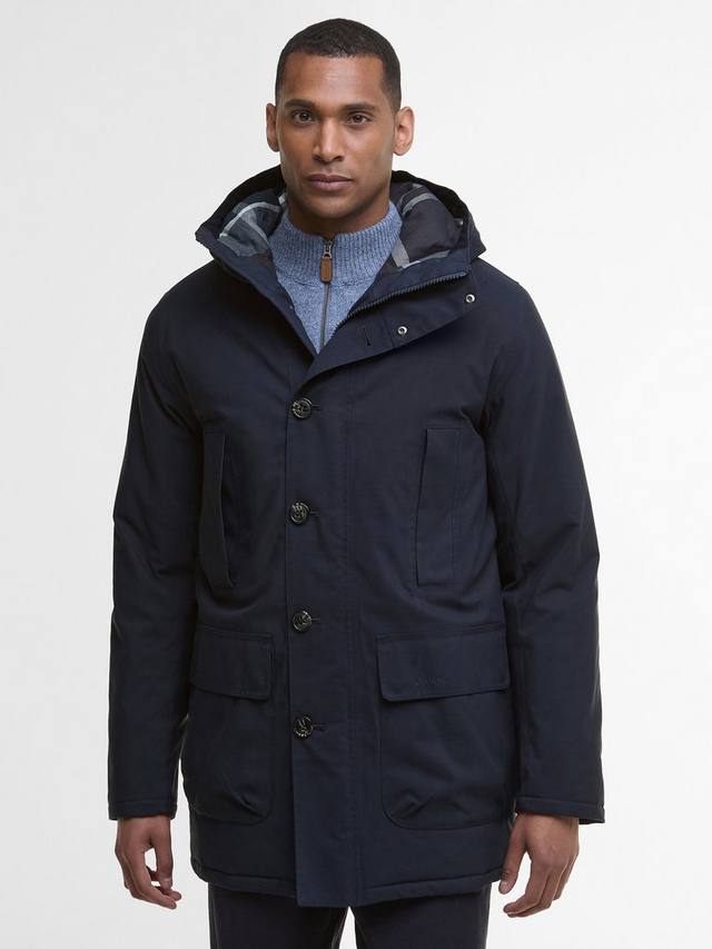

Бомбер Beaufort с капюшоном из вощеного хлопкового состава Barbour, Navy