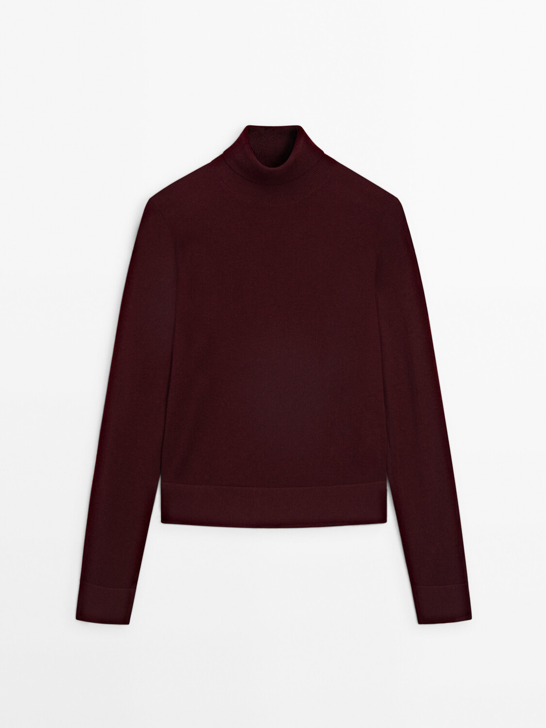 

Вязаный джемпер с высоким воротом Massimo Dutti, бордовый