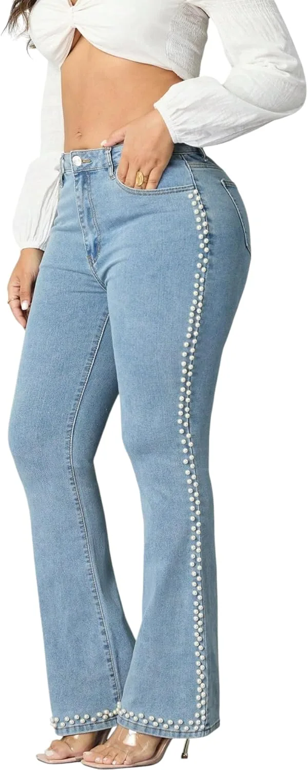 

Женские джинсы-клеш Stretchy High Waisted Wide Leg с эффектом Tummy Control CFNZER