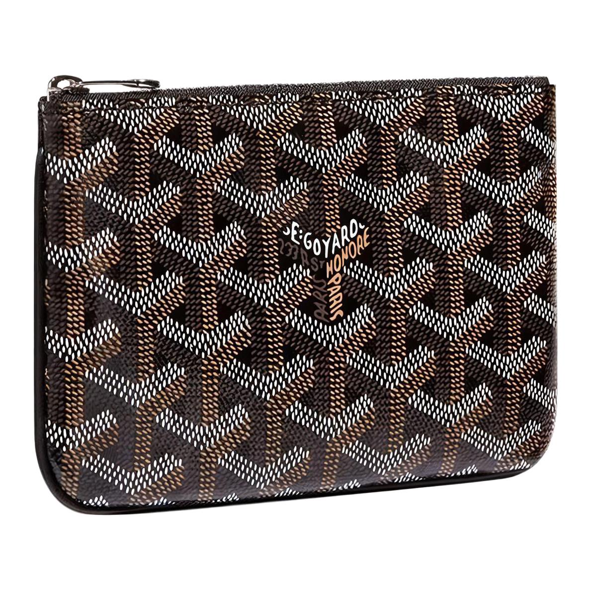 

GOYARD Сенат холщовый кошелек с кожаной вставкой для карт клатч мини унисекс черный