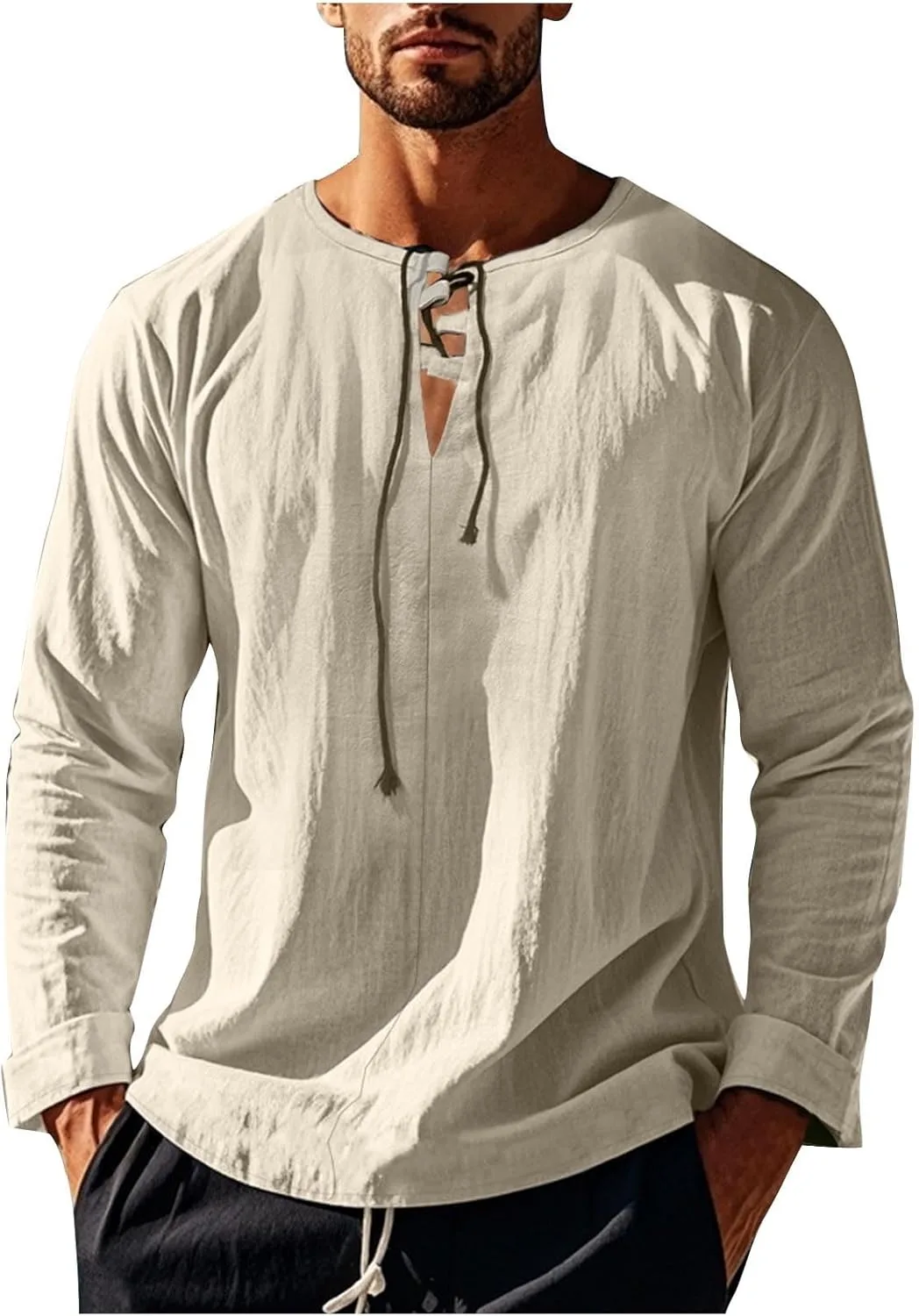 

Футболка для мужчин, V-образный вырез, длинный рукав