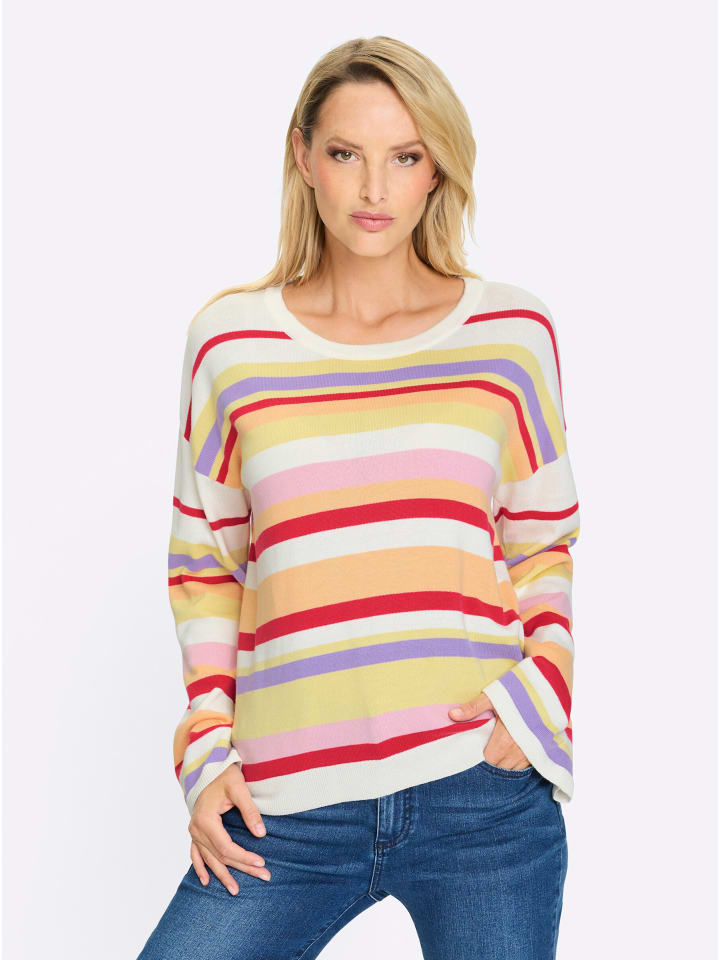 

Полосатый свитер в полоску цвета экрю и лимона Heine