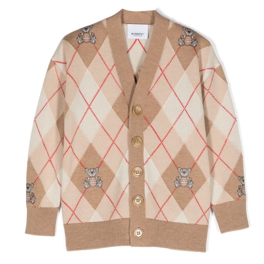 

Детский кардиган Burberry Kids Thomas Bear с узором аргайл, мультиколор