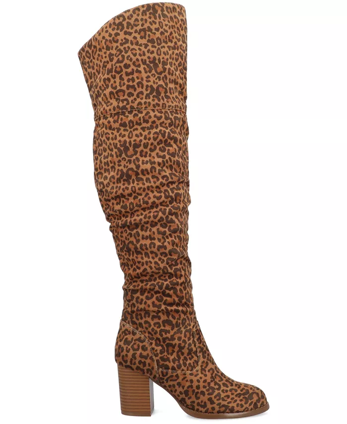 Женские сапоги Kaison Wide Calf с наборным каблуком Journee Collection, мультиколор — фото 2