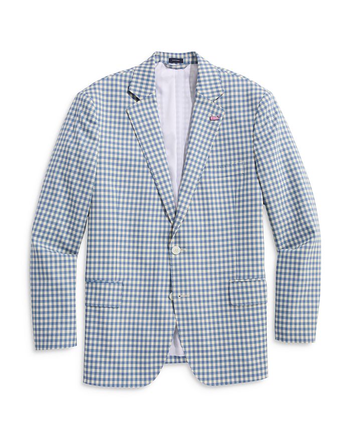 

Белый клетчатый шерстяной стрейч-блейзер White Bay Vineyard Vines, синий