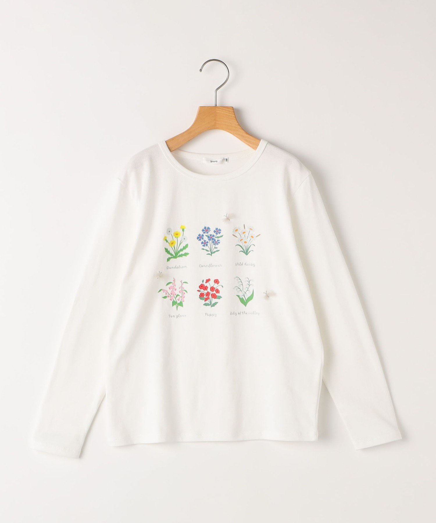 Детская футболка с длинным рукавом "Цветочная книга": 140~150 см SHIPS KIDS, Off white