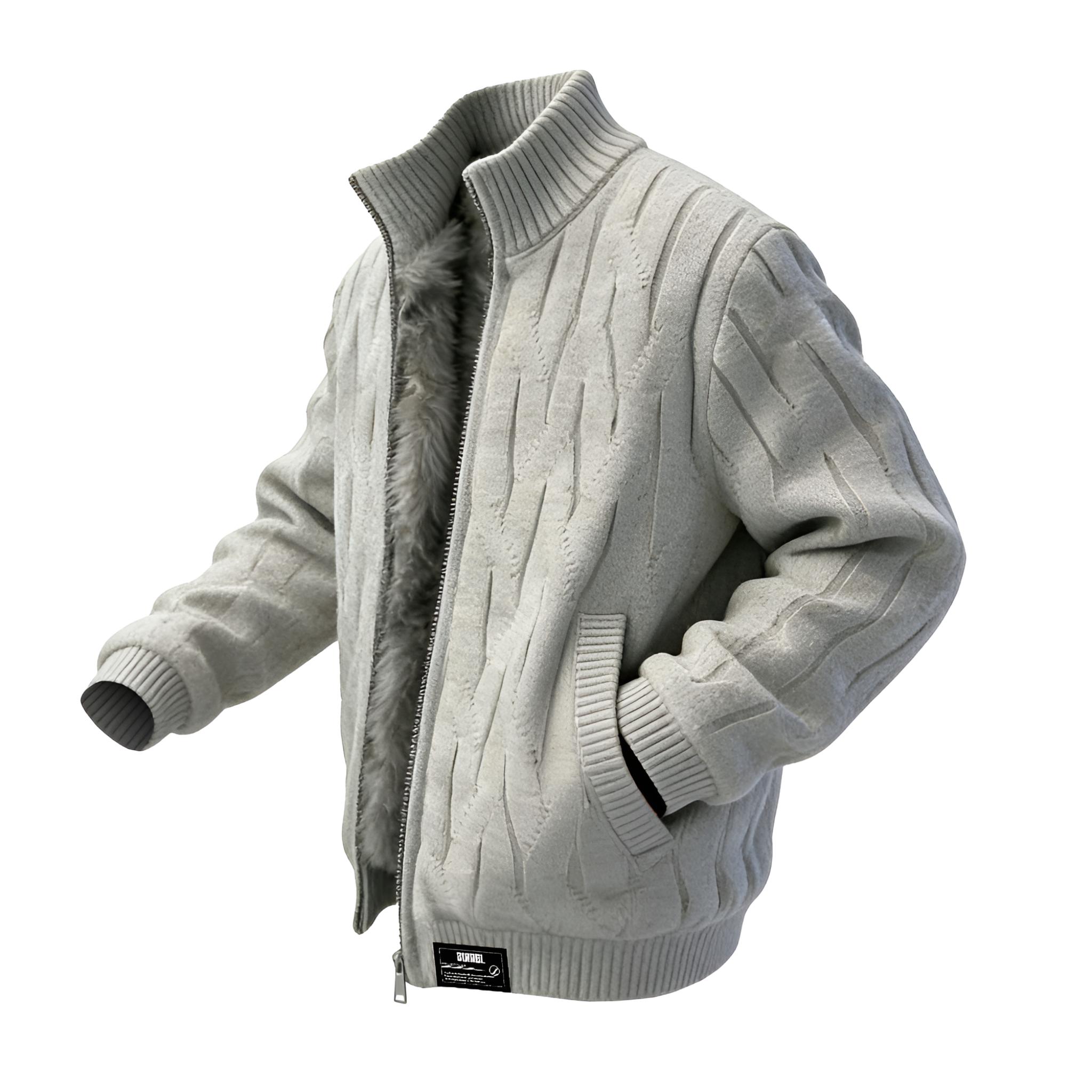 

ZIAREL Куртка Unisex Premium Gray Thickened Thermal Mountain Hawk Stand Collar Thickened Multi Pocket Knitted