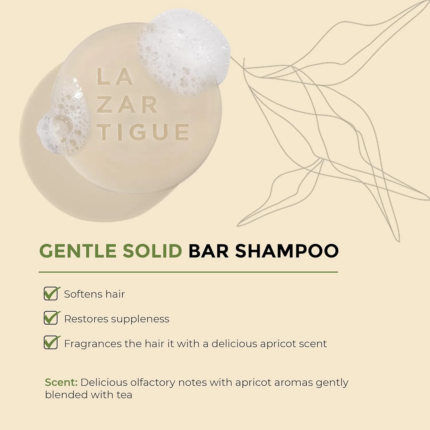Твердый шампунь Lazartigue Gentle, масло финиковой пальмы, питает и очищает, веганский, без сульфатов и силиконов, 70 г. — фото 3
