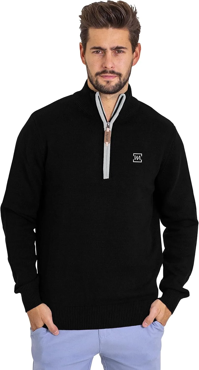 

WESTACE мужской свитер с четвертью молнии Slim Fit легкий с воротником стойкой