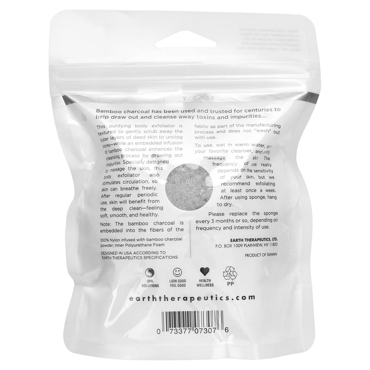 

Губка для тела Earth Therapeutics Pure Charcoal