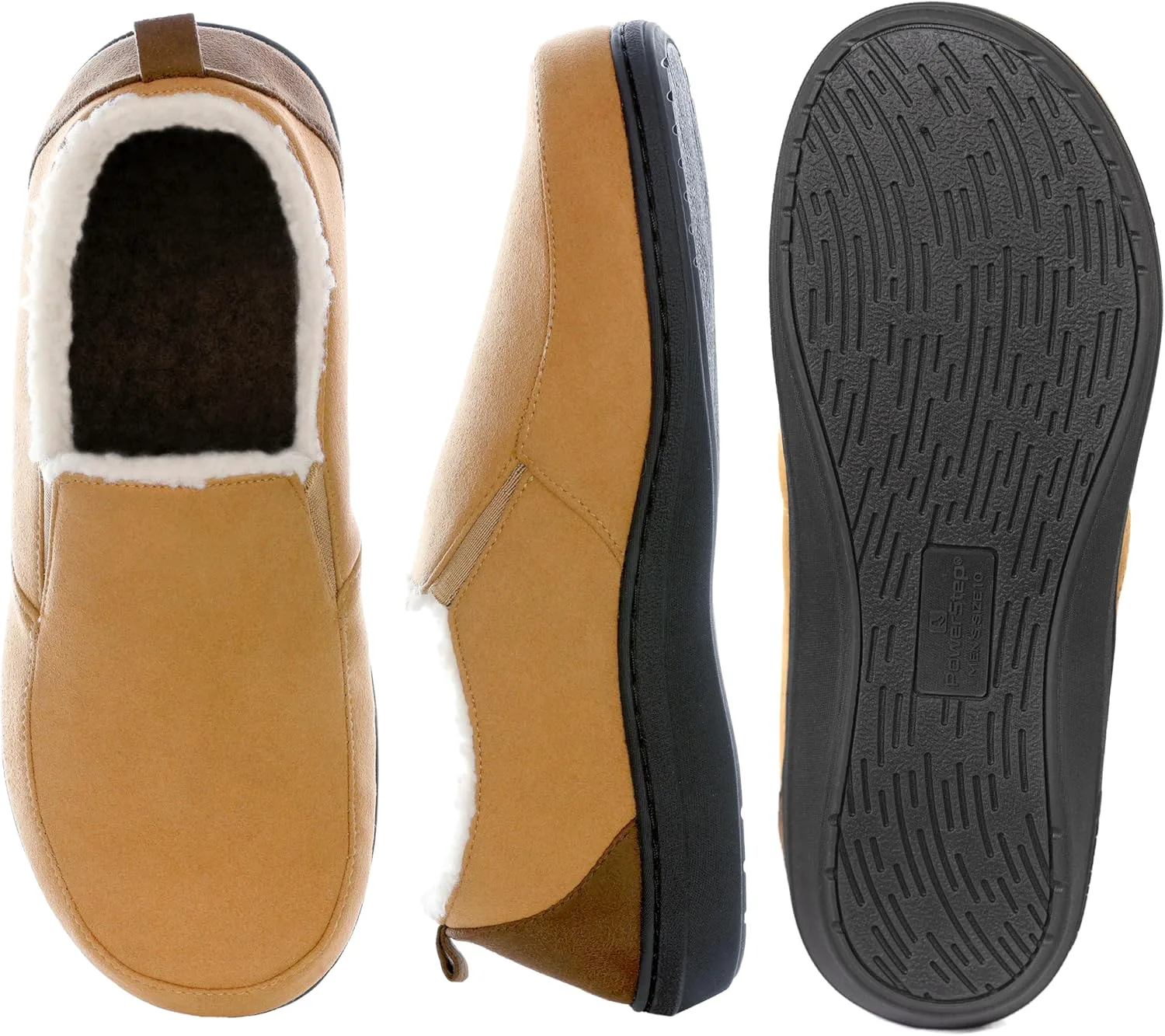 Мужские ортопедические тапочки PowerStep Archwear с поддержкой свода стопы, амортизирующей подошвой и противоскользящим покрытием, светло-коричневый/темно-серый — фото 4