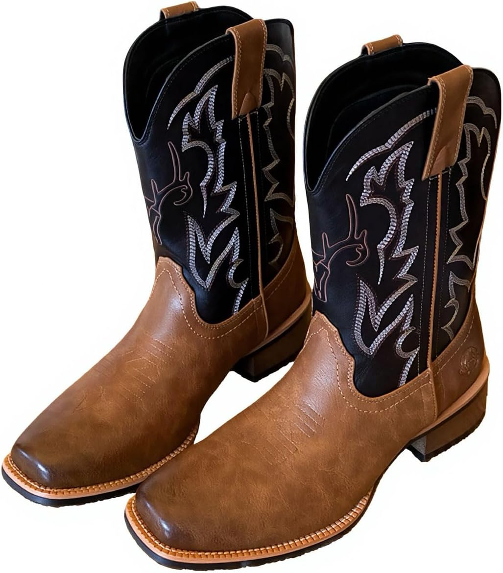 

Мужские западные ботинки Pumalar, ковбойские ботинки челси для мужчин с квадратным носком, средние ботинки до икры с дизайном без застежки, классические вышитые ковбойские и ботинки челси для мужчин, для свадьбы, вечеринки и повседневной носки,...