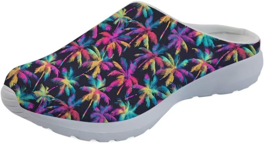 

Кроссовки Forchrinse Red Galaxy Space Mule для женщин и мужчин, с сеткой, легкие, без застежки, для ходьбы, Rainbow Palm Tree