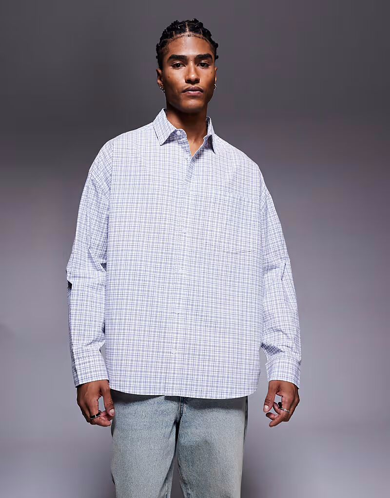 

Рубашка свободного кроя в синюю клетку Asos Design