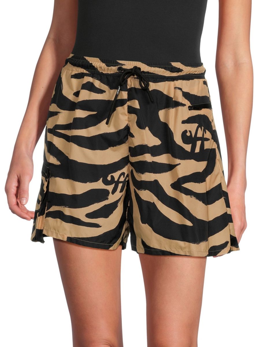 

Шорты с завязками и принтом зебры Off-White, цвет Beige Black