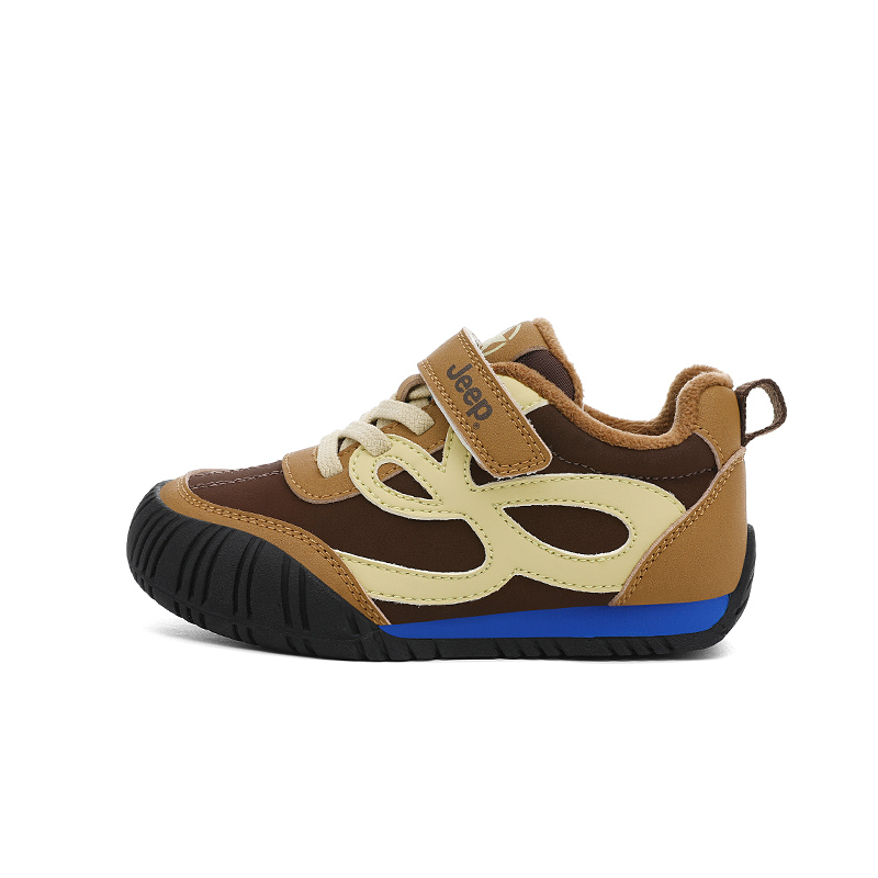 

Скользоустойчивая износостойкая низкая обувь для активного отдыха для детей Jeep, coffee коричневый/plush желтый[thin cotton]