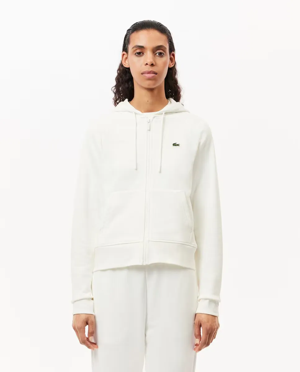 

Женская худи на молнии с капюшоном Lacoste, белый