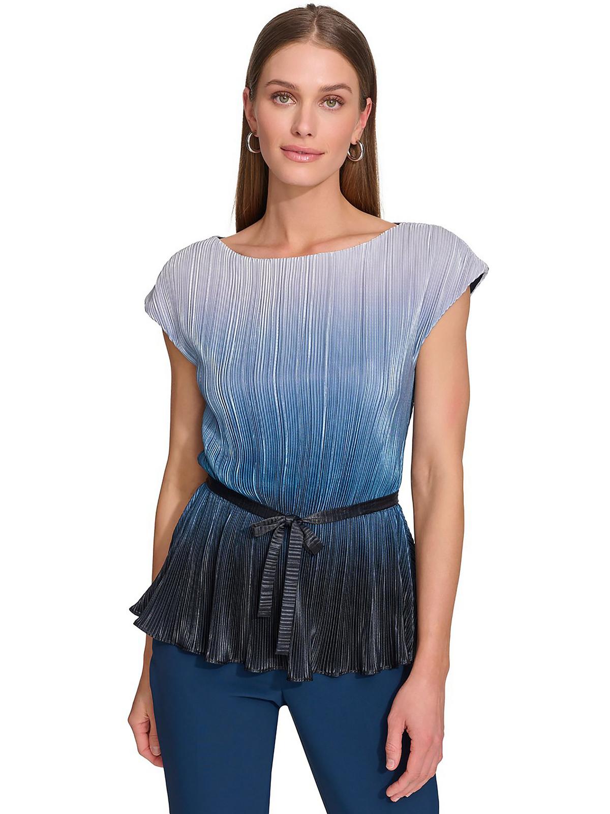 

Женский топ с баской и рукавами-крылышками Ombre DKNY, цвет frost blue multi