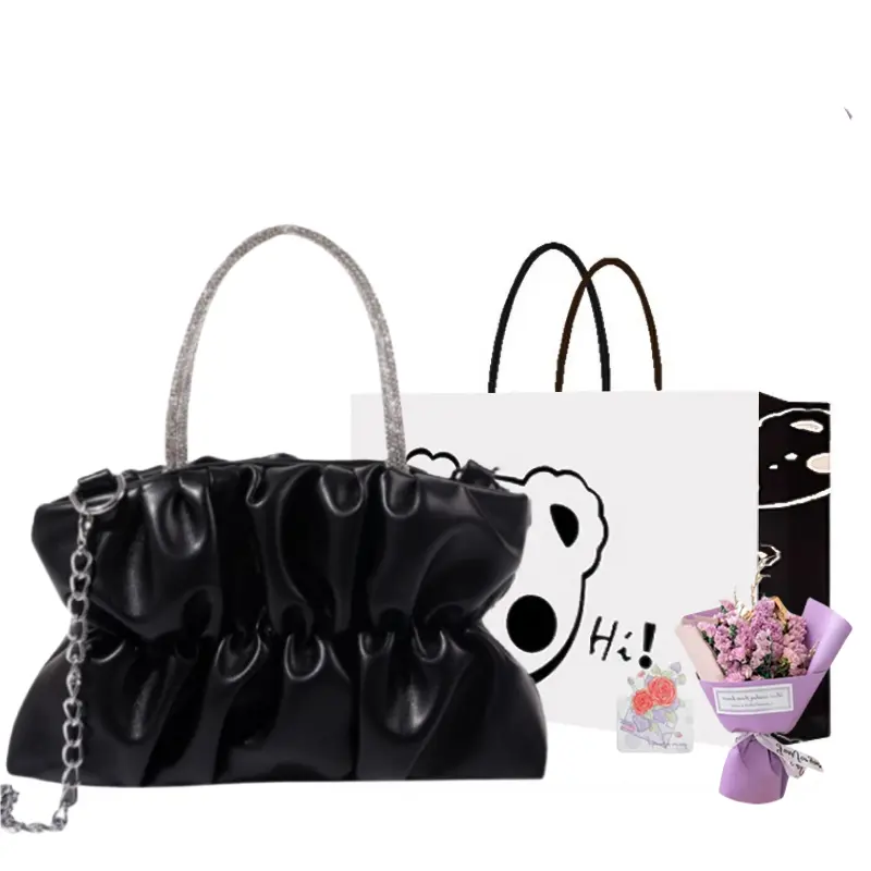 

NX DOUGHNUT Женская сумка через плечо, Black+Exclusive Shopping Bag+Greeting Card+Dried Flower
